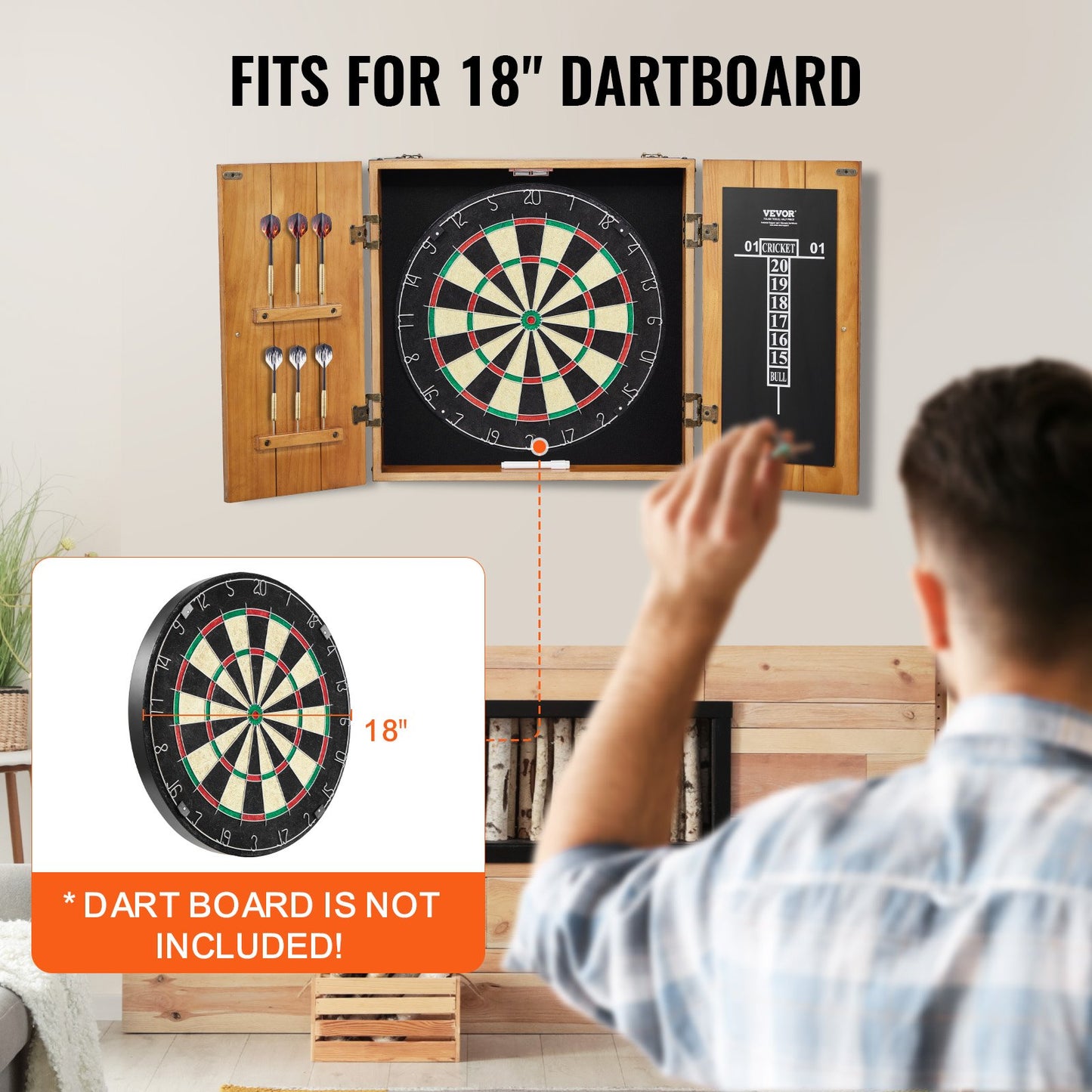Massivträ Dartboard Cabine Officiell storlek (Darttavla ingår ej)