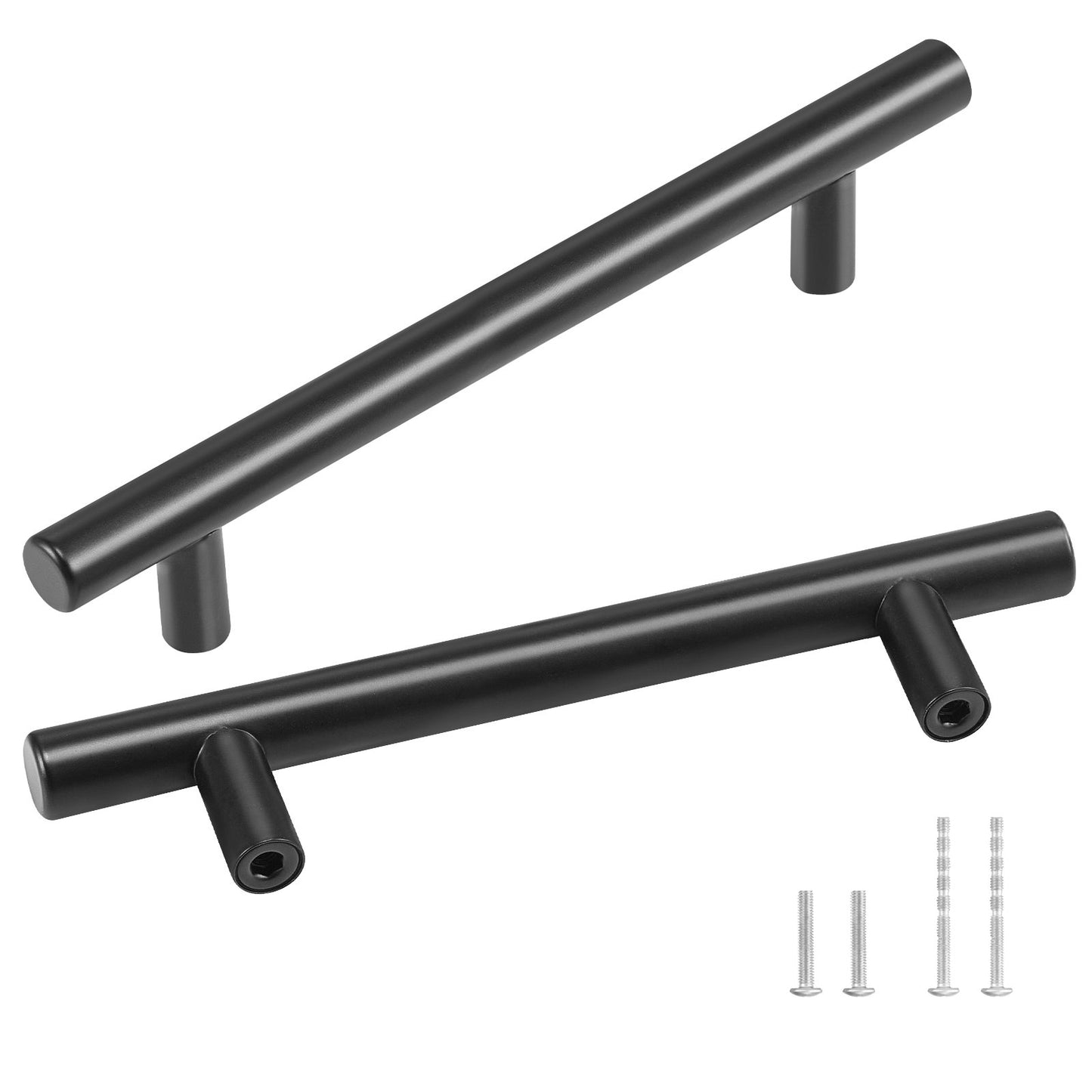30-Pack Cabinet Pulls, 5.03 Inch / 128 mm Center to Center Slim Kitchen Cabinet Drawer Pulls, Stainless Steel Modern Kitchen Cabinet Door Handles for Kitchen Bathroom Bar Hardware Matte Black