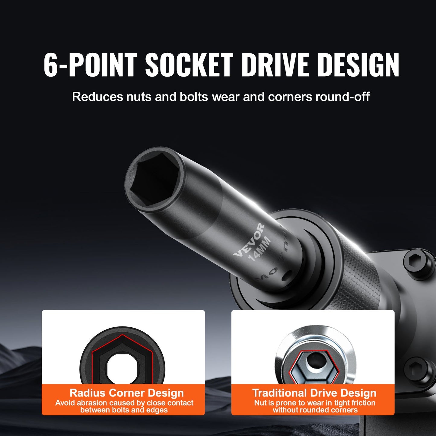 3/8" Drive Impact Socket Set, 48 delars Socket Set SAE (5/16" -3/4") & Metrisk (8-22mm)6 Points Cr-V Drive Extension Bar Universal Joint & Power Drill Adapter Inkluderar förvaringsväska