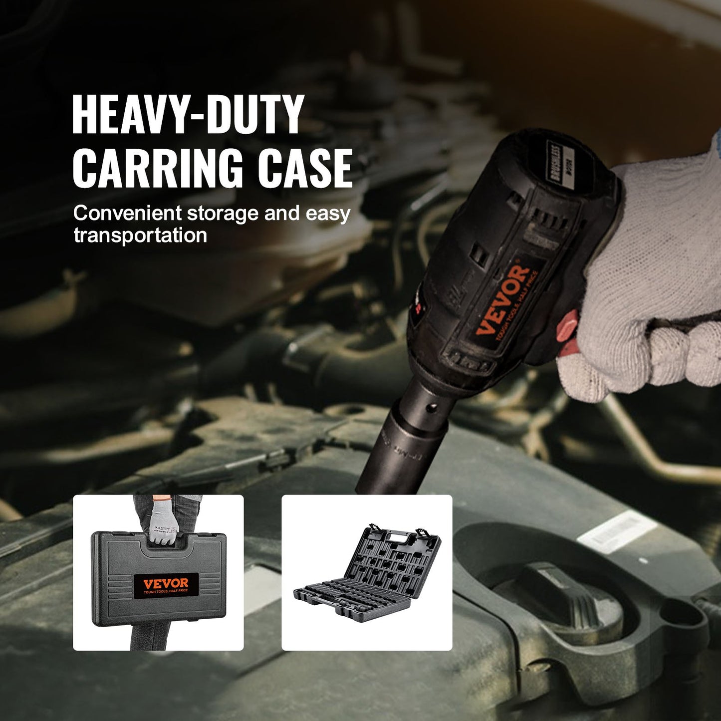 3/8" Drive Impact Socket Set, 48 delars Socket Set SAE (5/16" -3/4") & Metrisk (8-22mm)6 Points Cr-V Drive Extension Bar Universal Joint & Power Drill Adapter Inkluderar förvaringsväska