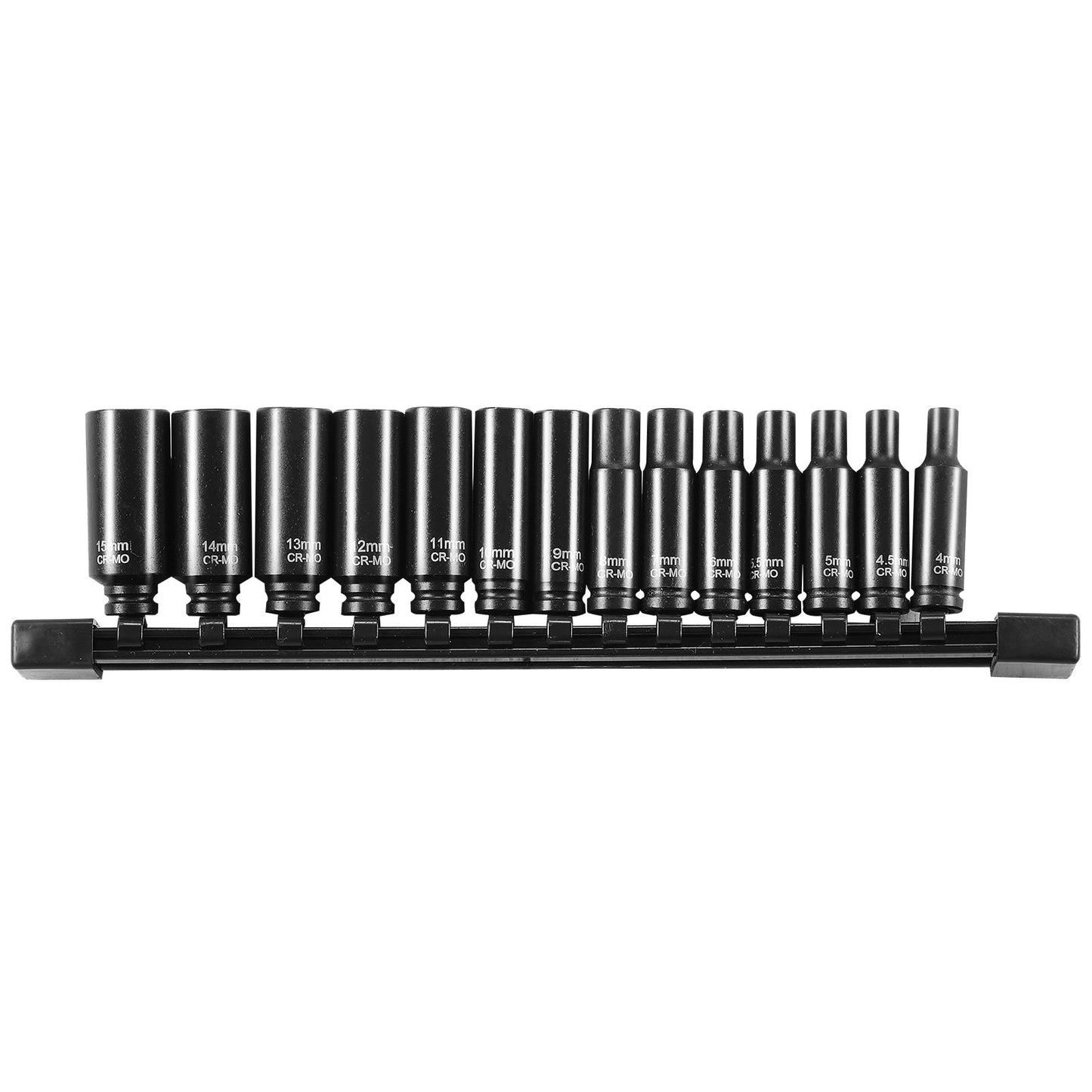 Impact Sockets Set 14PCS 6-Points 1/4" Deep Socket Set Metrisk 4-15mm Cr-Mo