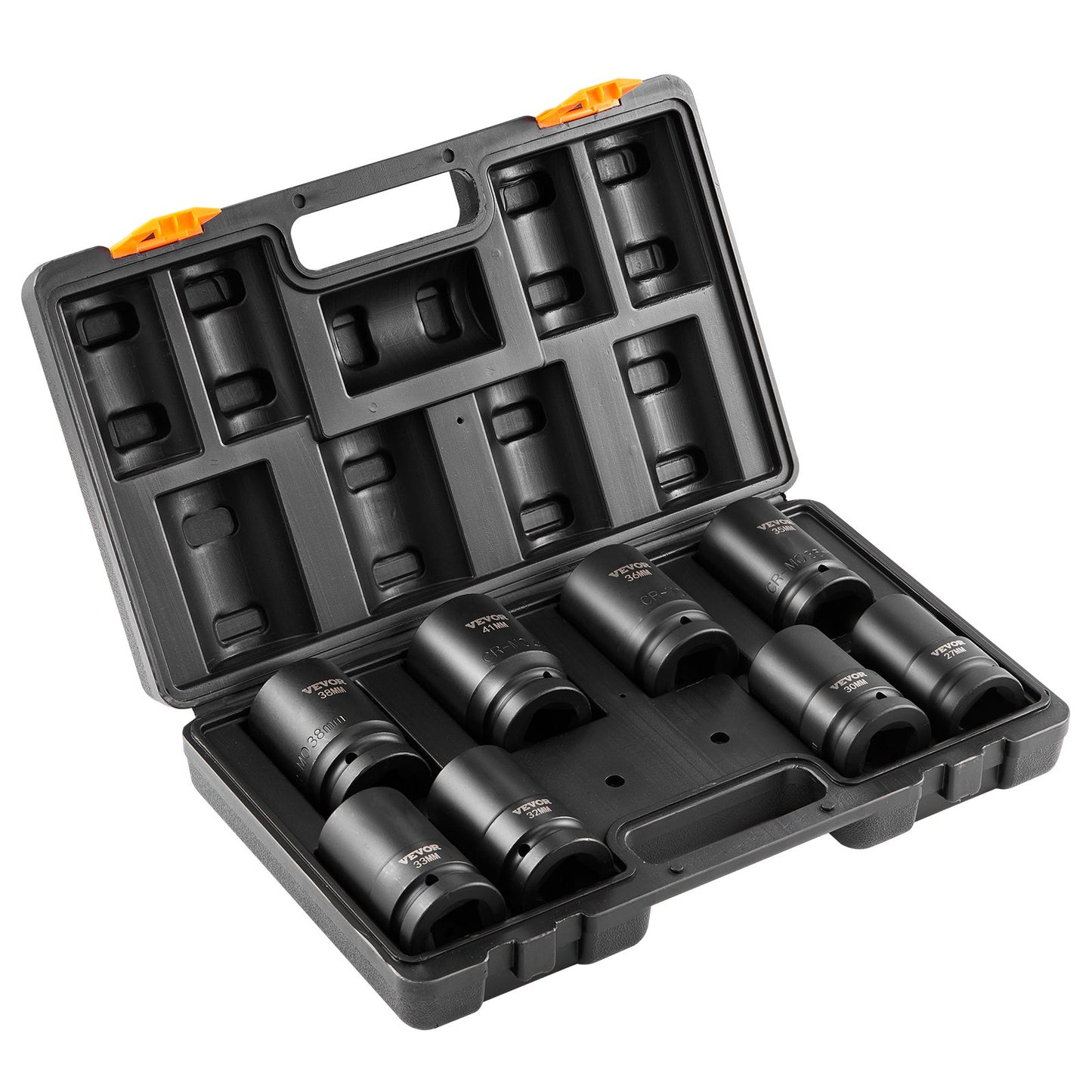 Impact Sockets Set 8pcs 6-Points 1" Drive Bit Ratchet Tool Kit Case