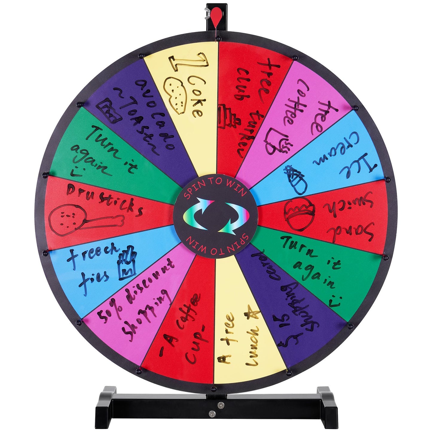 24 tums snurrande prishjul, 14 spelautomater bordsspinnare, kraftigt roulettehjul med torr radering och 2 markörer, vinn Fortune Spin-spel i Party Pub Trade Show Carnival