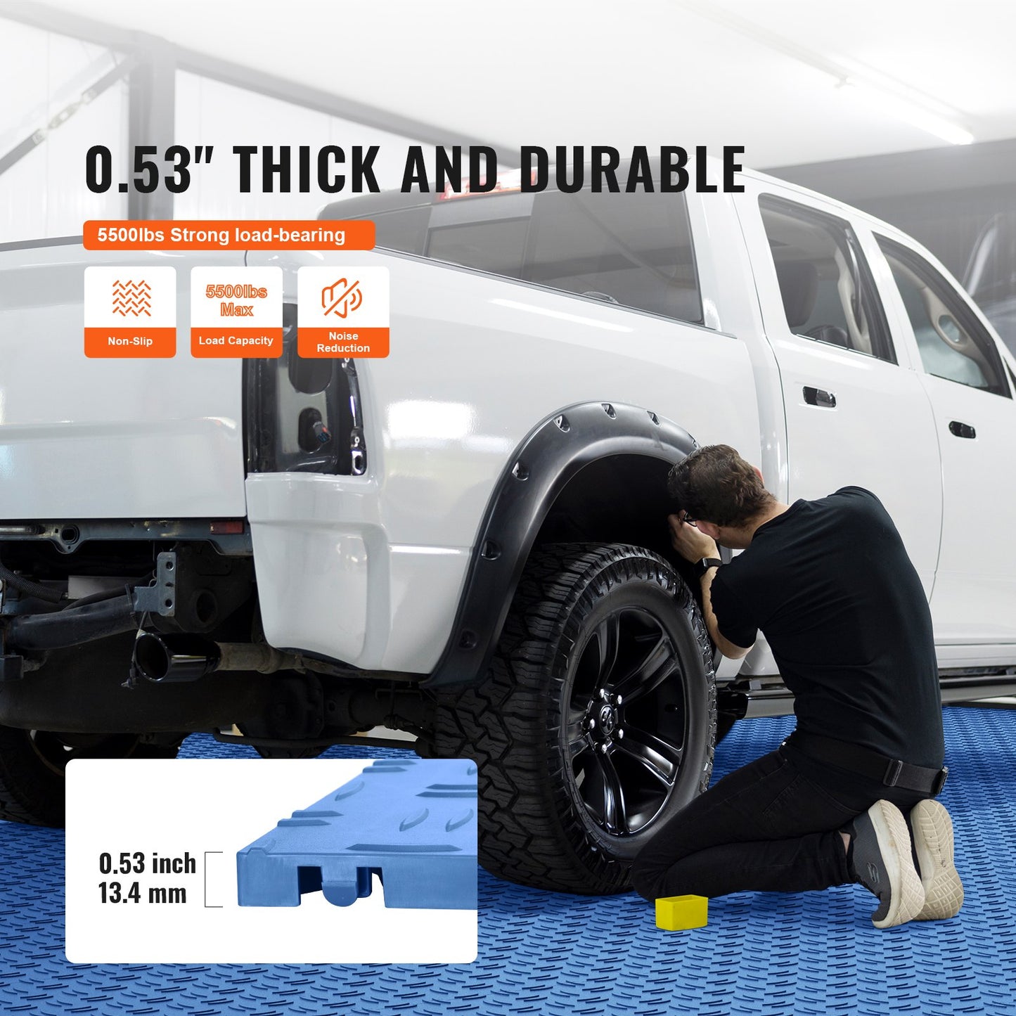Ineinander greifende Garagenfliesen, 12 x 12 x 0,53 Zoll, 25er-Pack Garagenbodenfliesen, rutschfester, doppelseitiger, strukturierter Garagenbodenbelag, für Garagen, Keller, Reparaturwerkstätten, Blau