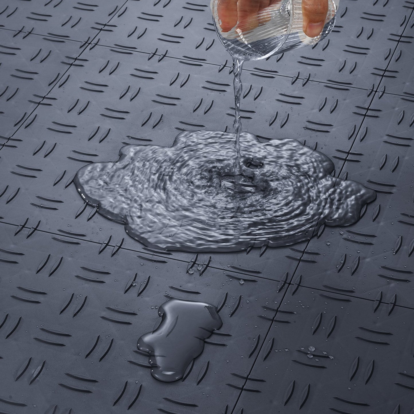 Garage Tiles Interlocking, 12 x 12 x 0.53 Inch 50-Pack Garage Floor Tiles, Non-Slip Double-Sided Texture Garage Floor Tiles, for Garages, Basements, Repair Shops, Graphite Gray