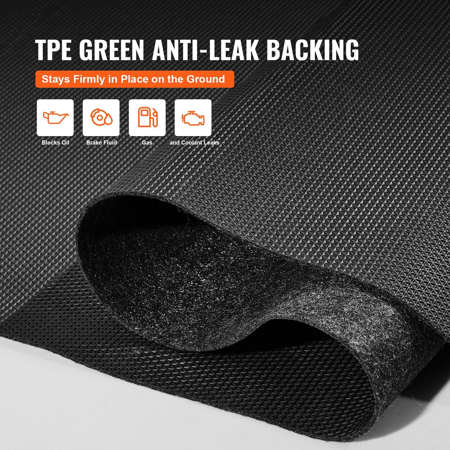 Garage Floor Mat, 2.68 x 6.7 M Waterproof Protection Against Water, Snow, Rain, Mud and Oil for Cars, Non-Slip, Heavy Duty Packing Mat with TPE Anti-Leak Backing & Easy to Clean and Cuttable