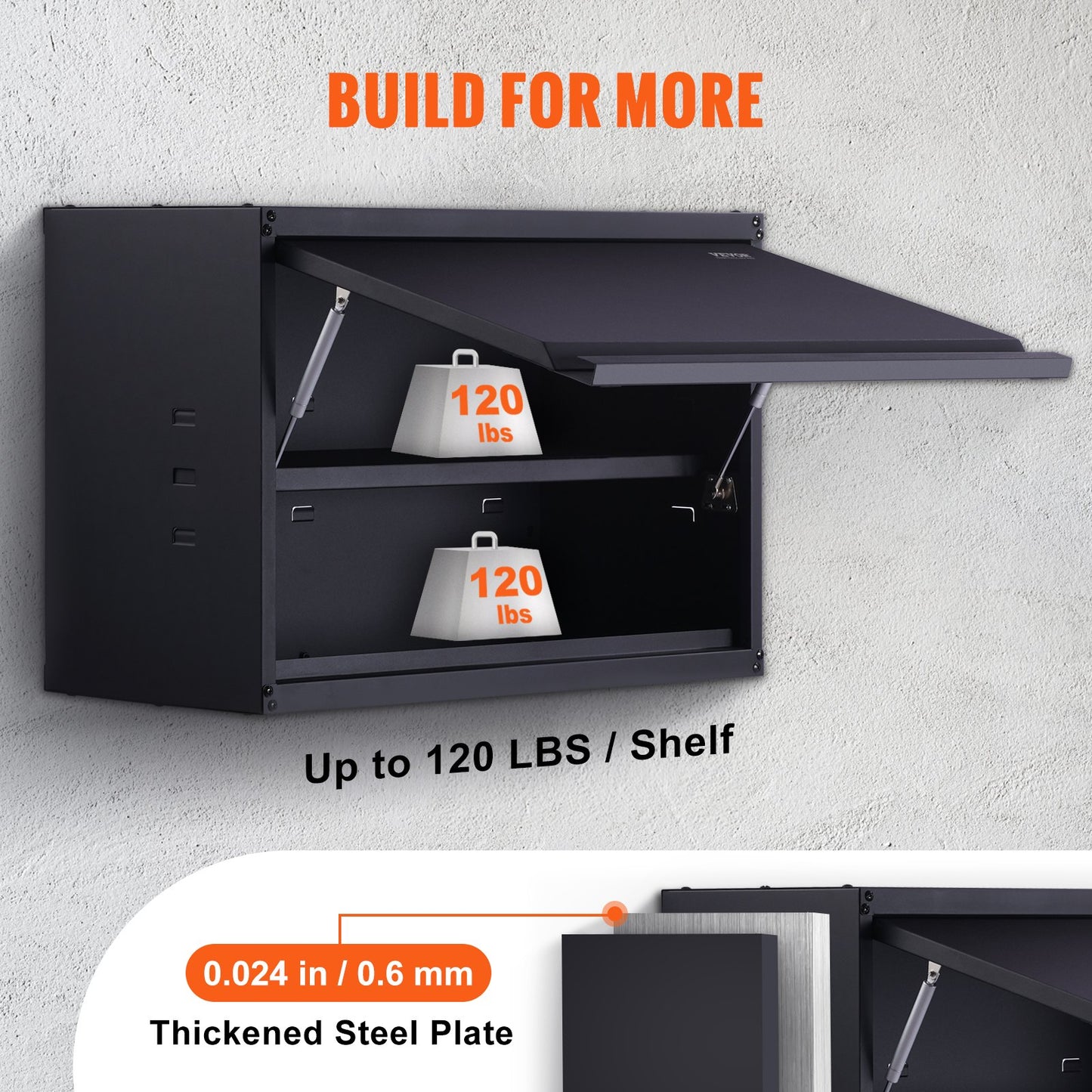 Lagerschrank aus Metall, 54,4 kg Tragkraft pro Regal, 50,8 cm hoher, wandmontierter Garagenschrank aus pulverbeschichtetem Stahl mit verstellbarem Regal, Tür zum Verriegeln und Öffnen durch Drücken, perfekt für die Bürogarage