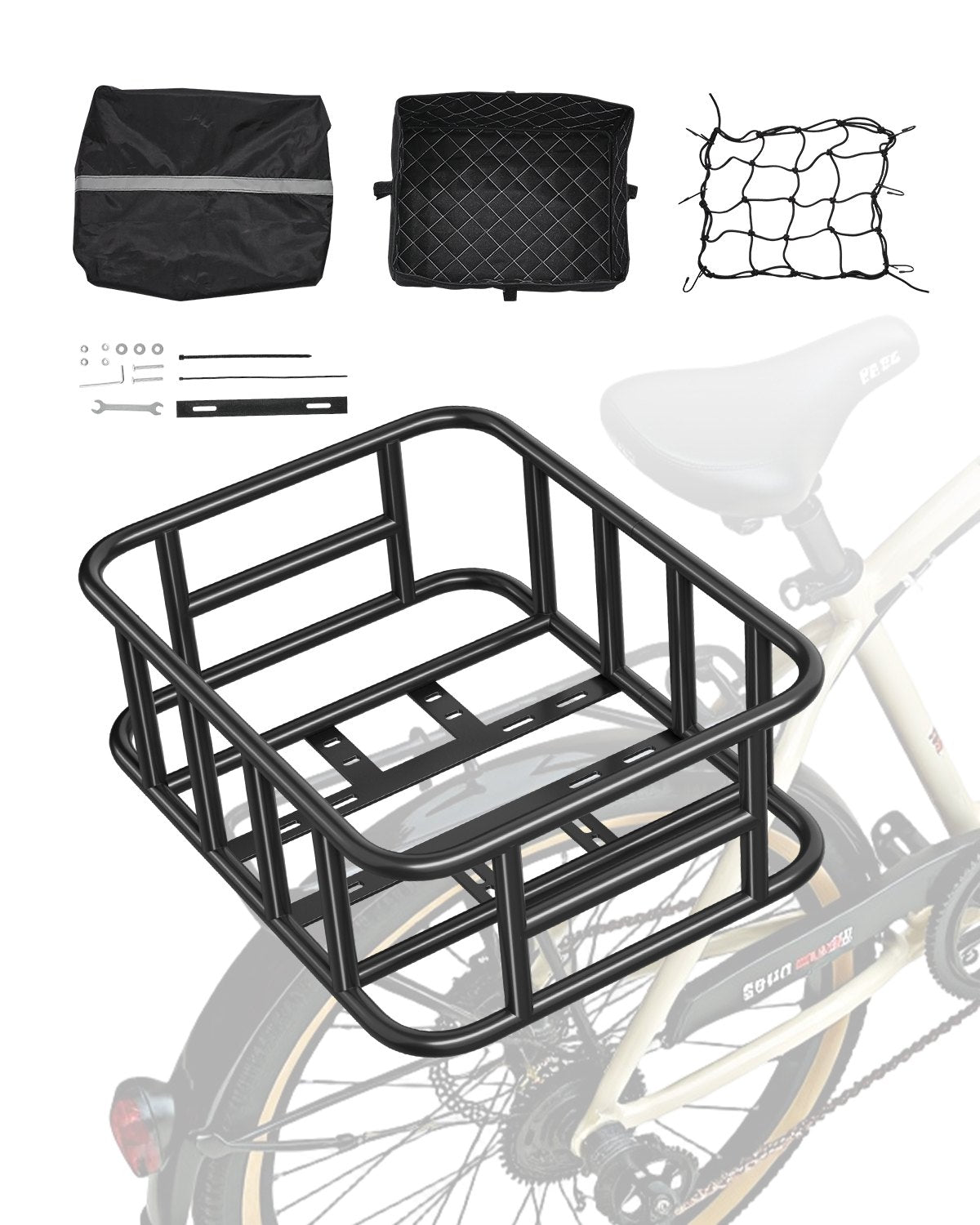 Bakre Cykelkorg Medium Cykelkorg Cargo Net Regntätt överdrag Liner