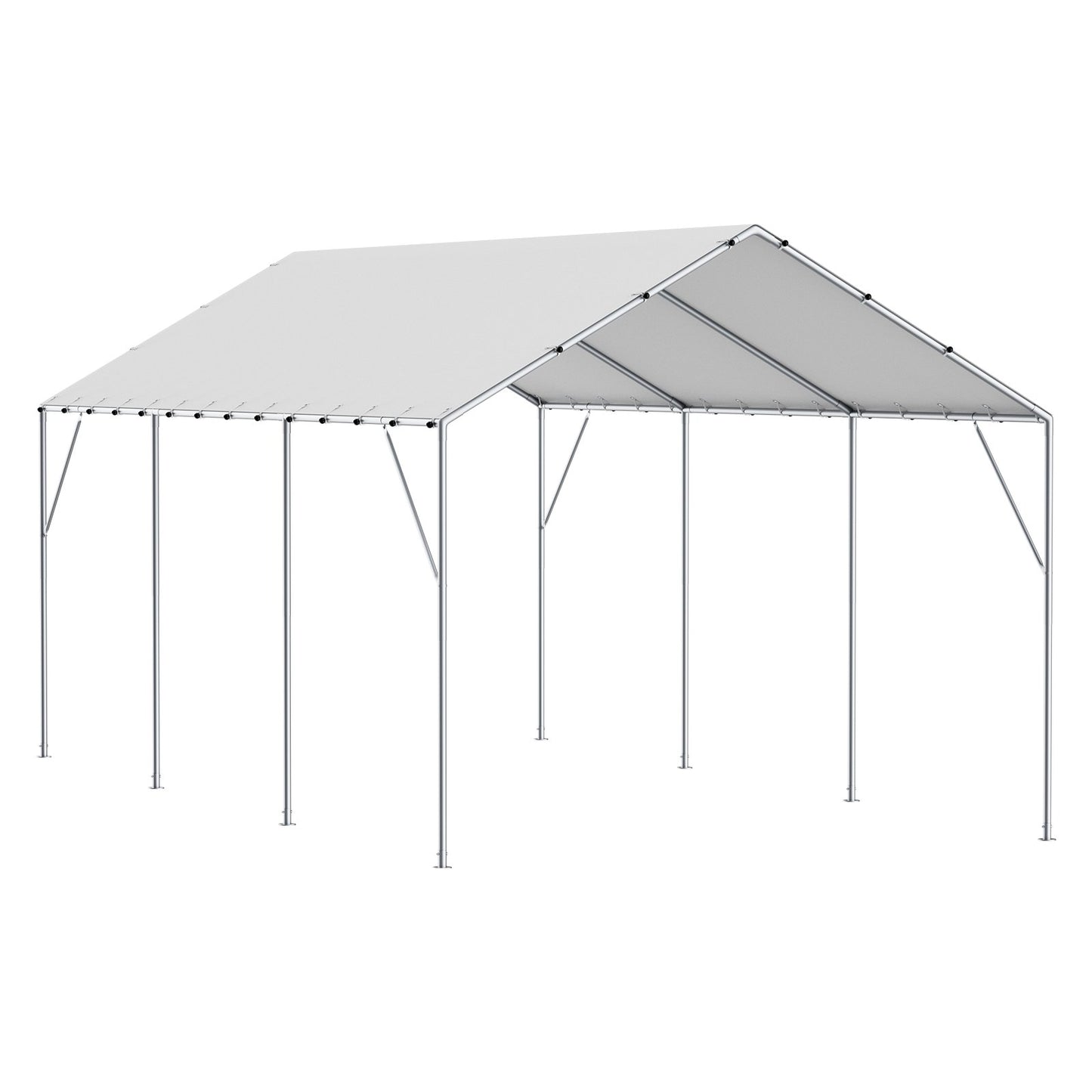 10 x 20 ft Carport Ersättningsskydd, Garage Top Tält Skydd Tarp Kraftig vattentät & UV-skyddad, Enkel installation med 40 Ball Bungeess (endast Top Cover, Ram ingår ej), Vit