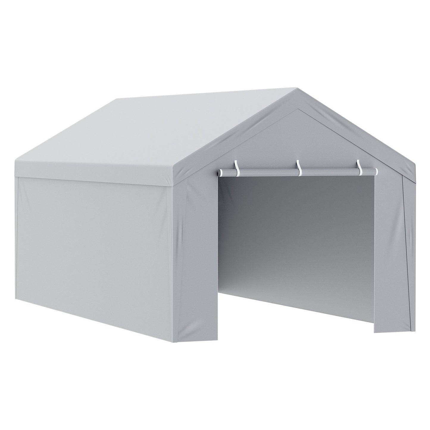 Carport Byte av kapell överdrag + sidovägg 6000 x 3000 mm, garagetält skydd presenning Kraftig vattentät & UV-skyddad, enkel installation med bollbyxor, vit (ram ingår ej)