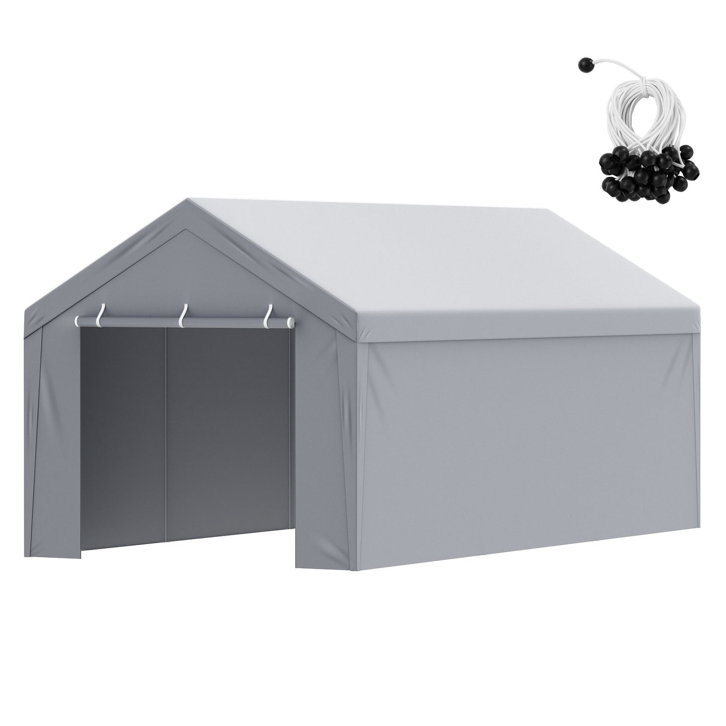 Carport Byte av kapell överdrag + sidovägg 6000 x 3000 mm, garagetält skydd presenning Kraftig vattentät & UV-skyddad, enkel installation med bollbyxor, vit (ram ingår ej)