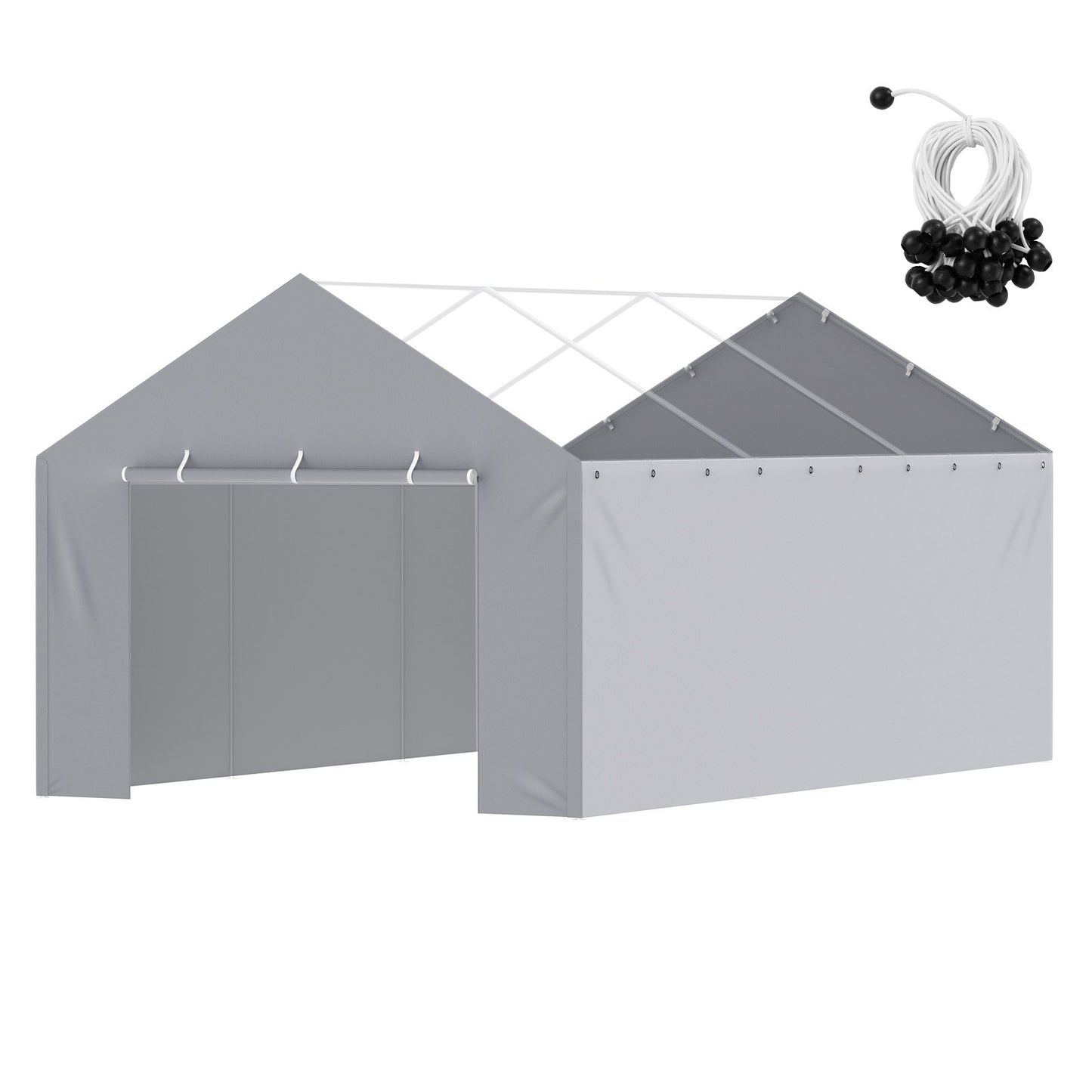 Carport Byte av kapell sidovägg 12 x 20 fot, garagetält skydd presenning Kraftig vattentät & UV-skyddad, enkel installation med bollbyxor, grå (topp och ram ingår ej)