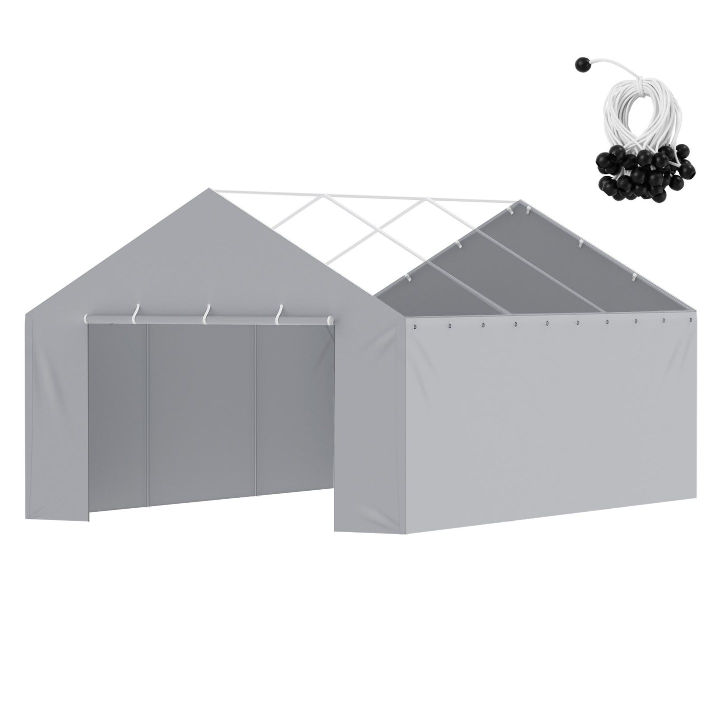 Carport Byte av kapell sidovägg 13 x 20 fot, garagetält skydd presenning Kraftig vattentät & UV-skyddad, enkel installation med bollbyxor, grå (topp och ram ingår ej)