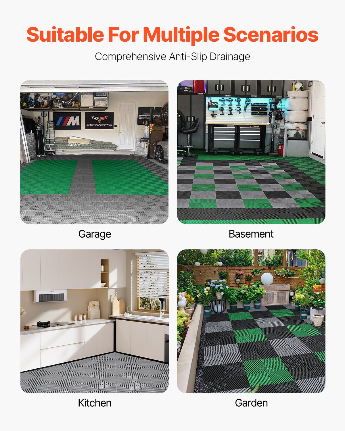 Modular Drainage Mat Interlocking Floor Tiles 12" x 12" Drainage Pad