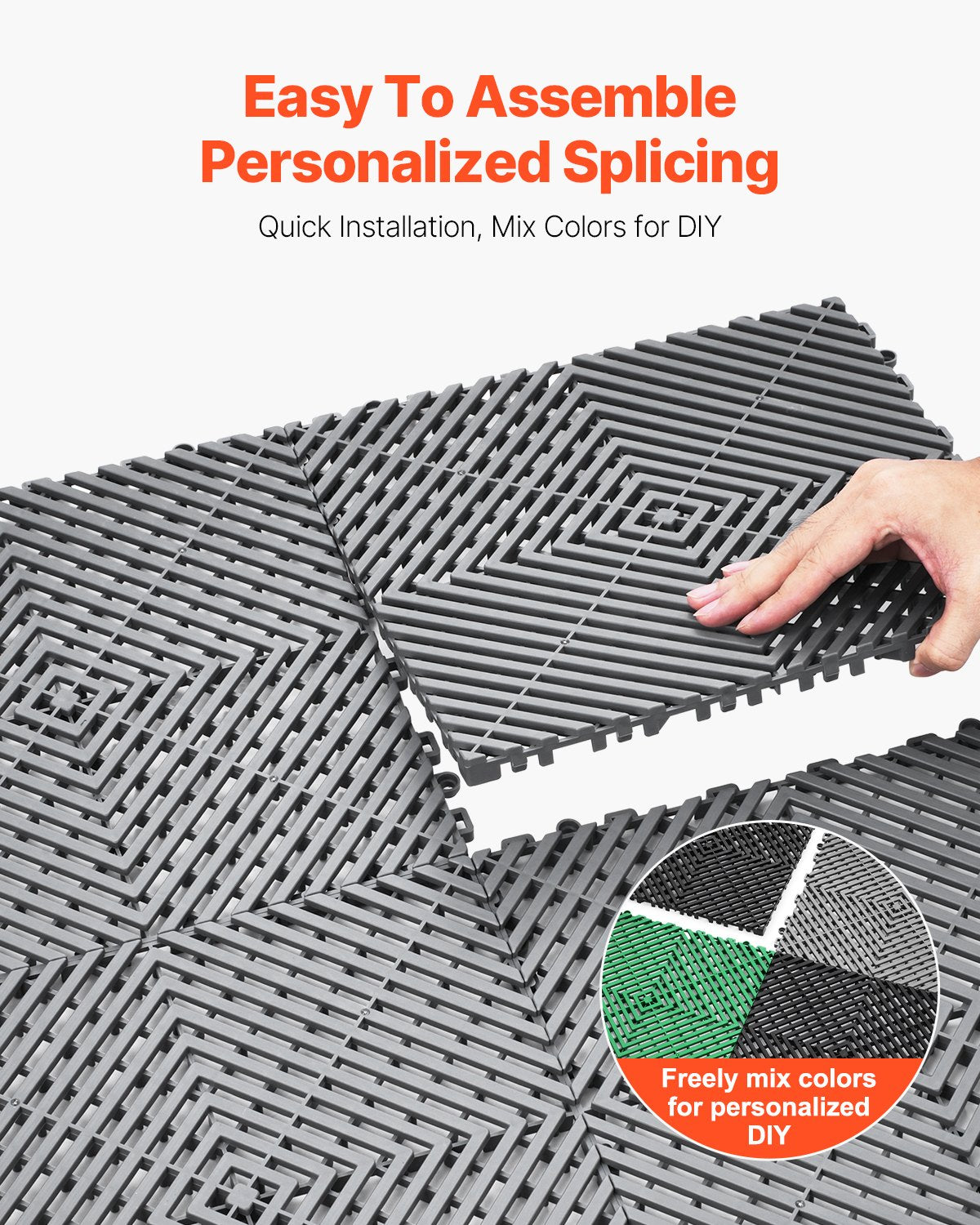 Drainage Mat Interlocking Drainage Pad 12" x 12" Modular Floor Tiles