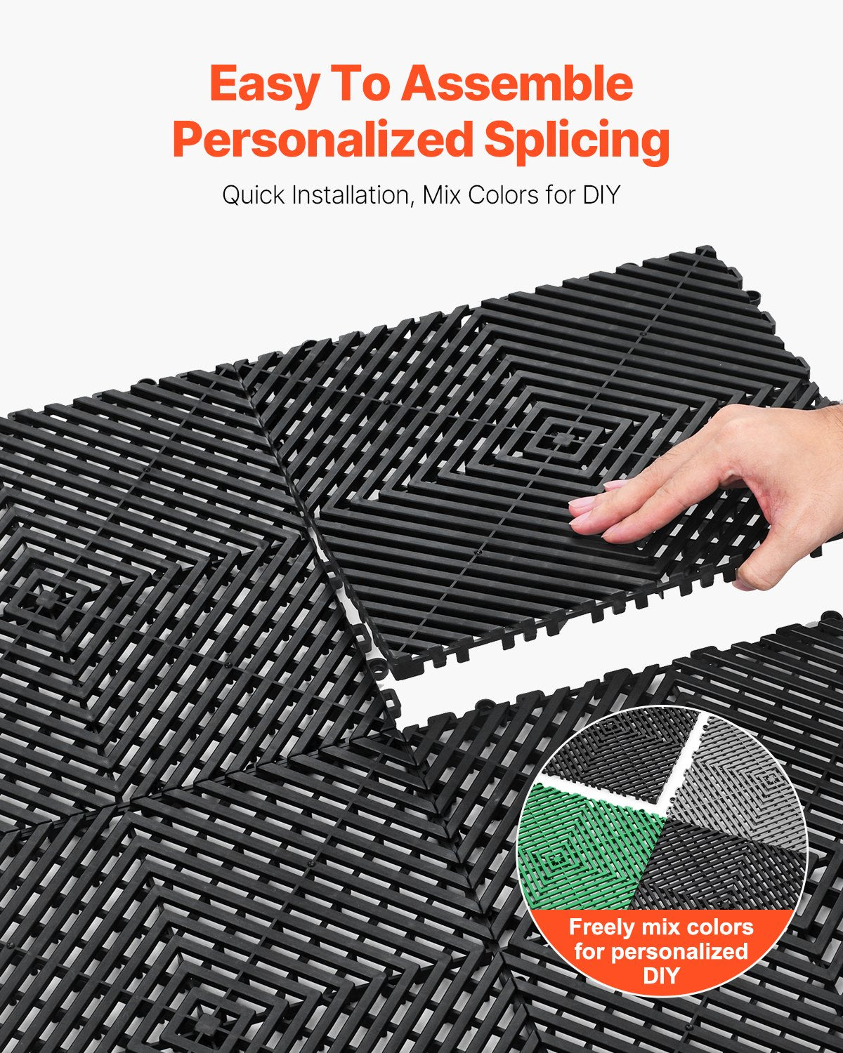 Interlocking Drainage Mat Modular Floor Tiles 12" x 12" Drainage Pad