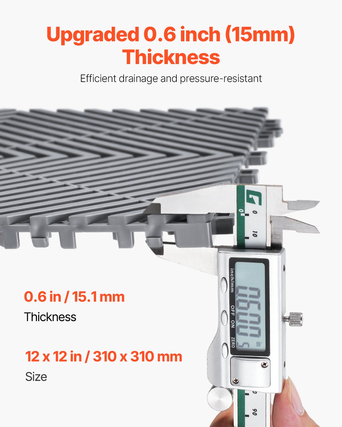 Drainagematte, modulares ineinander greifendes Pad, 12 x 12 Zoll, Drainage-Bodenmatte