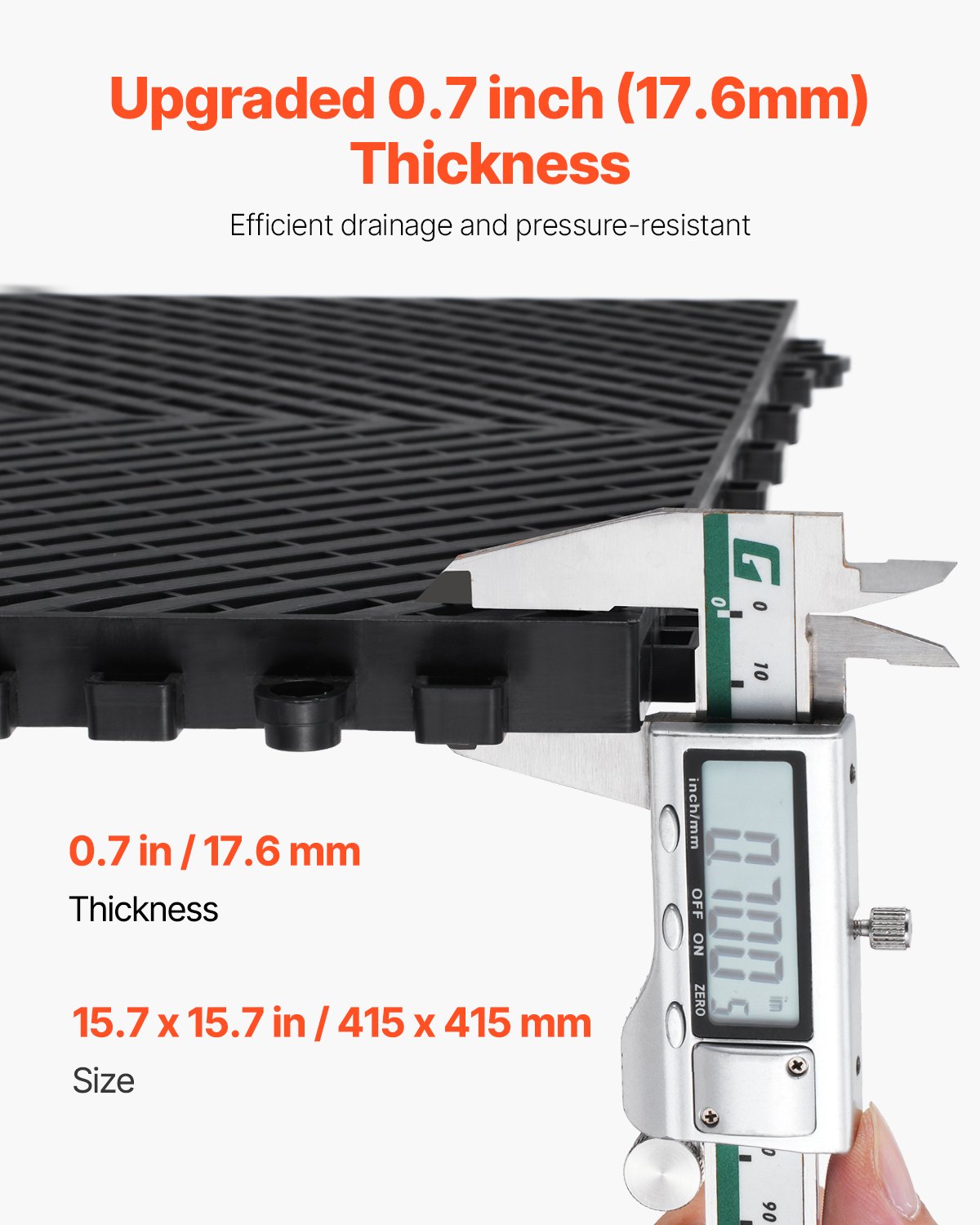 Drainage mat modular interlocking pad 15.7” x 15.7” drainage pad