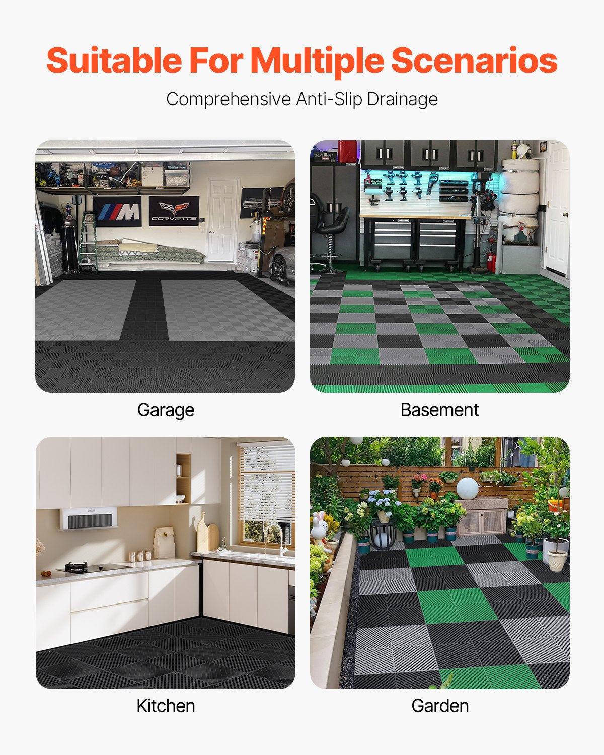 Drainage mat modular interlocking pad 15.7” x 15.7” drainage pad
