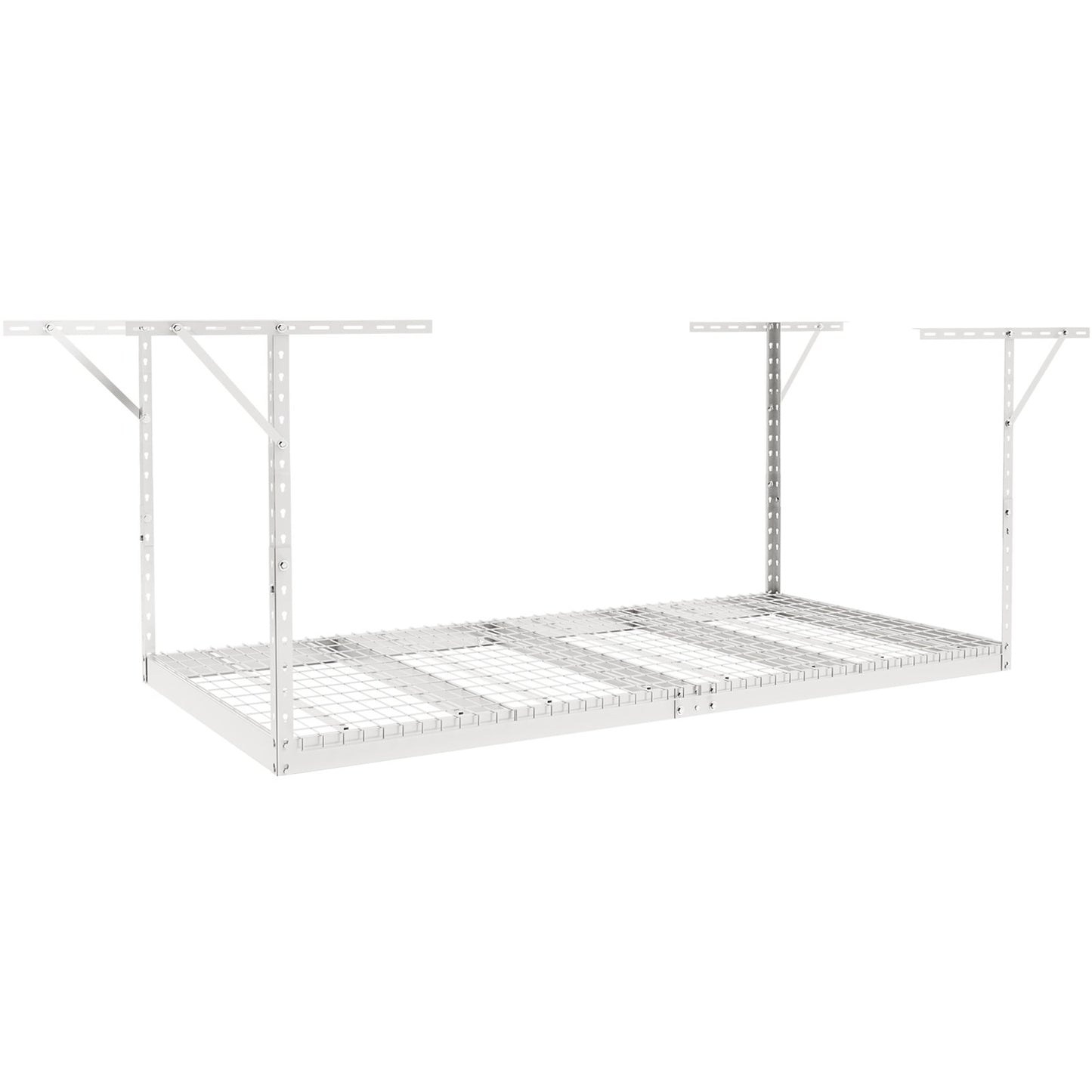 Überkopf-Garagenregal, 48 x 96 Zoll Decken-Lagerregal für die Garage, robuste, verstellbare Regale aus kaltgewalztem Stahl für die Garagenlagerung, Organisation, Tragkraft 600 lbs, 22''-40'', weiß