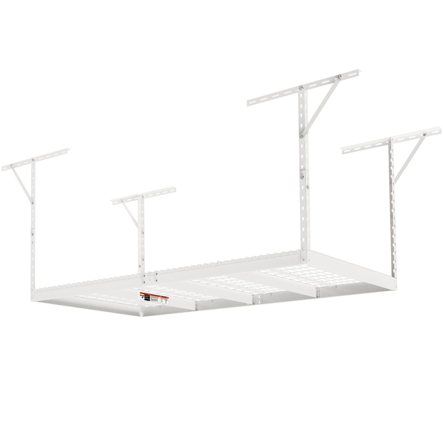 Überkopf-Garagenregal, 48 x 96 Zoll Decken-Lagerregal für die Garage, robuste, verstellbare Regale aus kaltgewalztem Stahl für die Garagenlagerung, Organisation, Tragkraft 600 lbs, 22''-40'', weiß