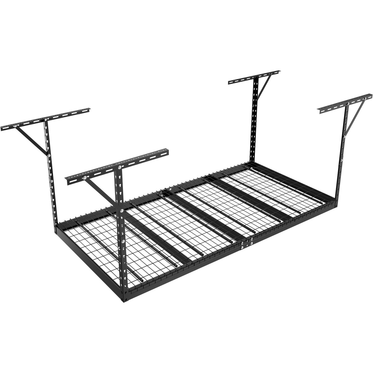 Överliggande garageförvaringsställ, 48x96 tums takförvaringsställ för garage, kraftiga justerbara kallvalsade stålställ för garageförvaring, organisation, 600 lbs lastkapacitet, 22''-40", svart