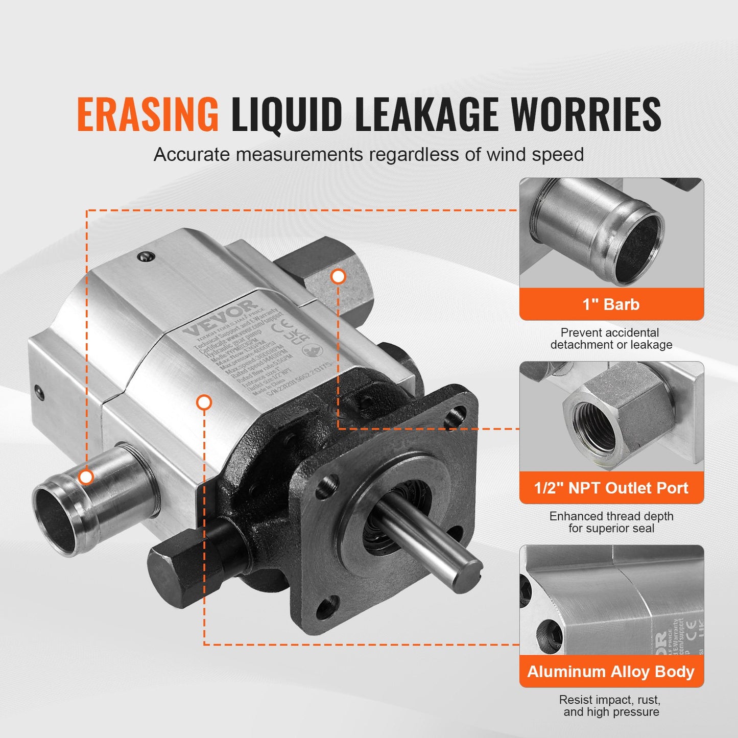 Hydraulisk vedklyvningspump, 13GPM, 2-stegs 3000PSI vedklyvpump, 1'' Inlopp 1/2'' NPT-utlopp 3600 RPM Hydraulisk växelpump i aluminium, för små motormontering vedklyvare Snöplog
