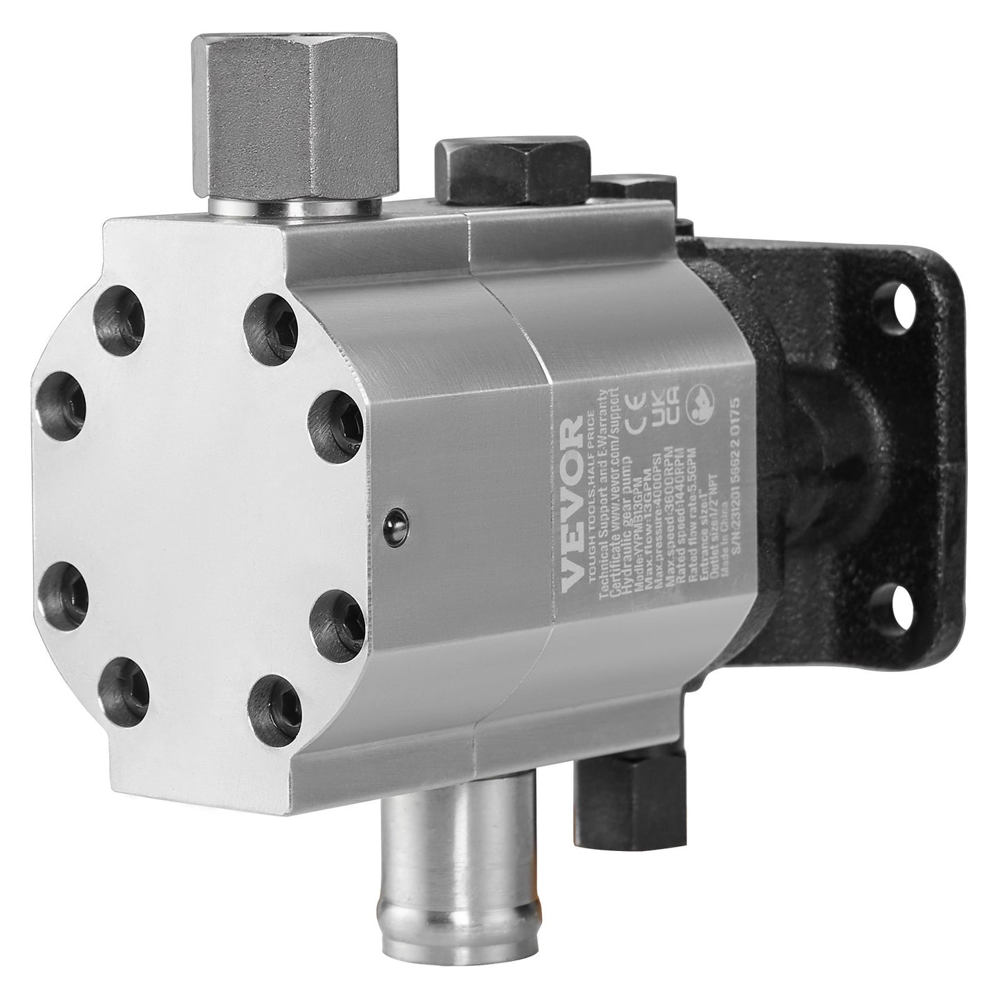 Hydraulisk vedklyvningspump, 13GPM, 2-stegs 3000PSI vedklyvpump, 1'' Inlopp 1/2'' NPT-utlopp 3600 RPM Hydraulisk växelpump i aluminium, för små motormontering vedklyvare Snöplog