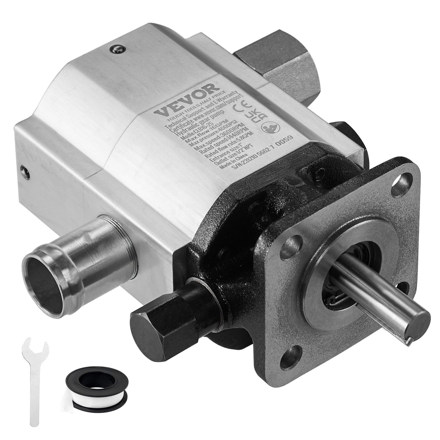 Hydraulisk vedklyvningspump, 16GPM, 2-stegs 4000PSI vedklyvpump, 1'' Inlopp 1/2'' NPT-utlopp 3600 rpm Hydraulisk växelpump i aluminium, för små motormontering vedklyvare Snöplog