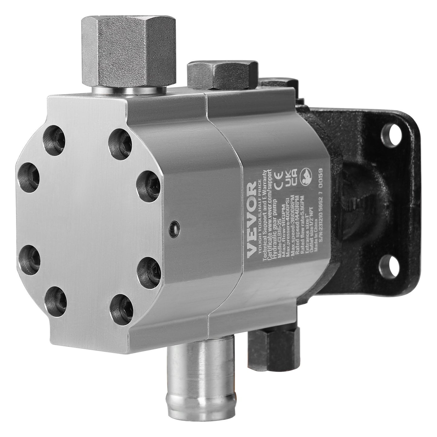 Hydraulisk vedklyvningspump, 16GPM, 2-stegs 4000PSI vedklyvpump, 1'' Inlopp 1/2'' NPT-utlopp 3600 rpm Hydraulisk växelpump i aluminium, för små motormontering vedklyvare Snöplog