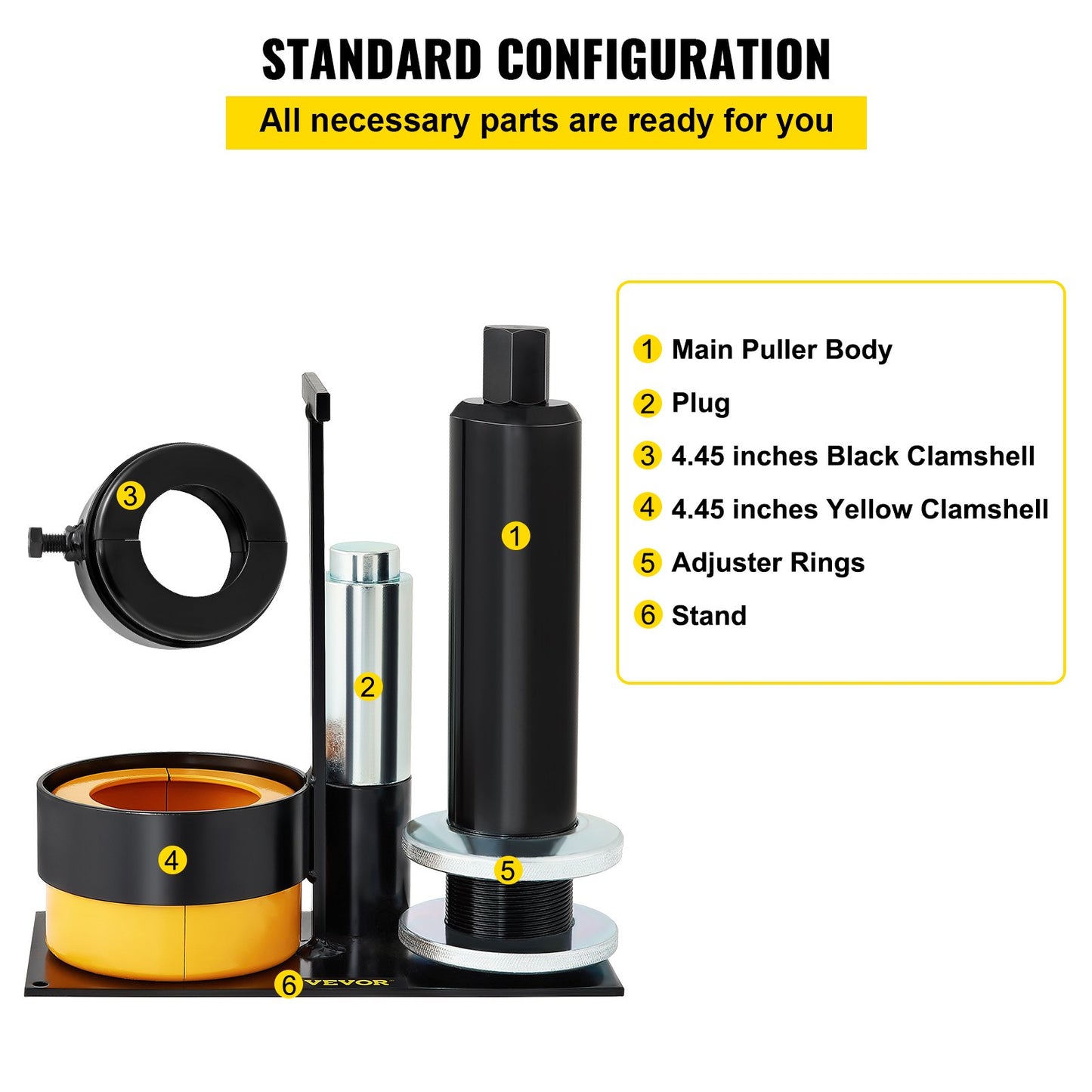 Carrier & Pinion Bearing Puller, Compatible with Dana 30, 40, 60, 70, Ford 9\" Ball Bearing, Pinion Puller Tool with 2 Clamshells, 45# Steel Clamshell Carrier Bearing Puller for Car Repair