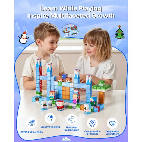 Magnetiska Block 150 ST Glaciärslott Set STEM Montessori Sensoriska Leksaker