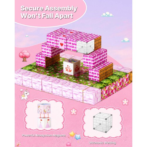 Magnetiska Block 100 ST Prinsessslott Set STEM Montessori Sensoriska Leksaker | EU