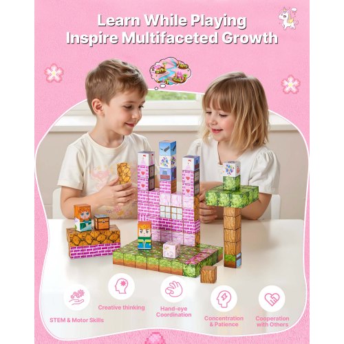 Magnetiska Block 100 ST Prinsessslott Set STEM Montessori Sensoriska Leksaker | EU