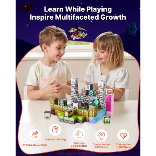 Magnetiska Block 100 ST Kyrkogårdszombier Set STEM Montessori Sensoriska Leksaker