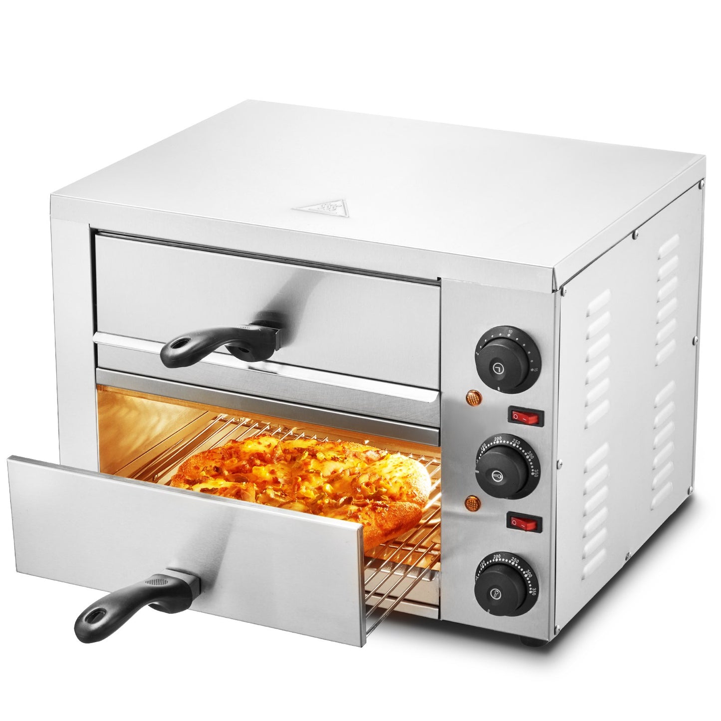 Elektrisk bänkskiva pizzaugn 12" Justerbar temperatur 0-120min timer