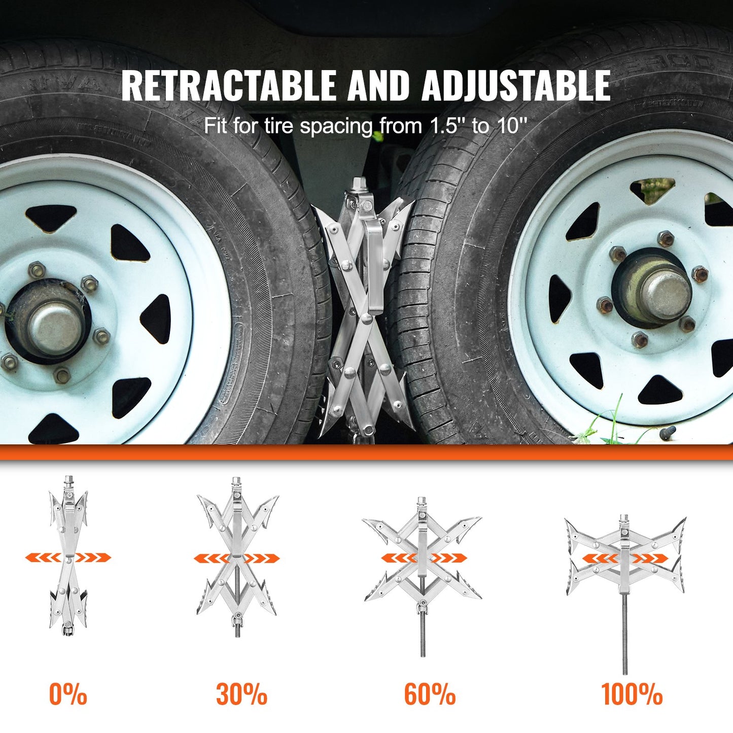 Camper Wheel Chock Stabilizer, X-Shaped RV Stabilizer Wheel Chock, Fits 1.5" to 10" Tire Space, 2 Sets of Wheel Chocks with Ratchet Wrench and Storage Bag for Campers Travel Trailers Trucks