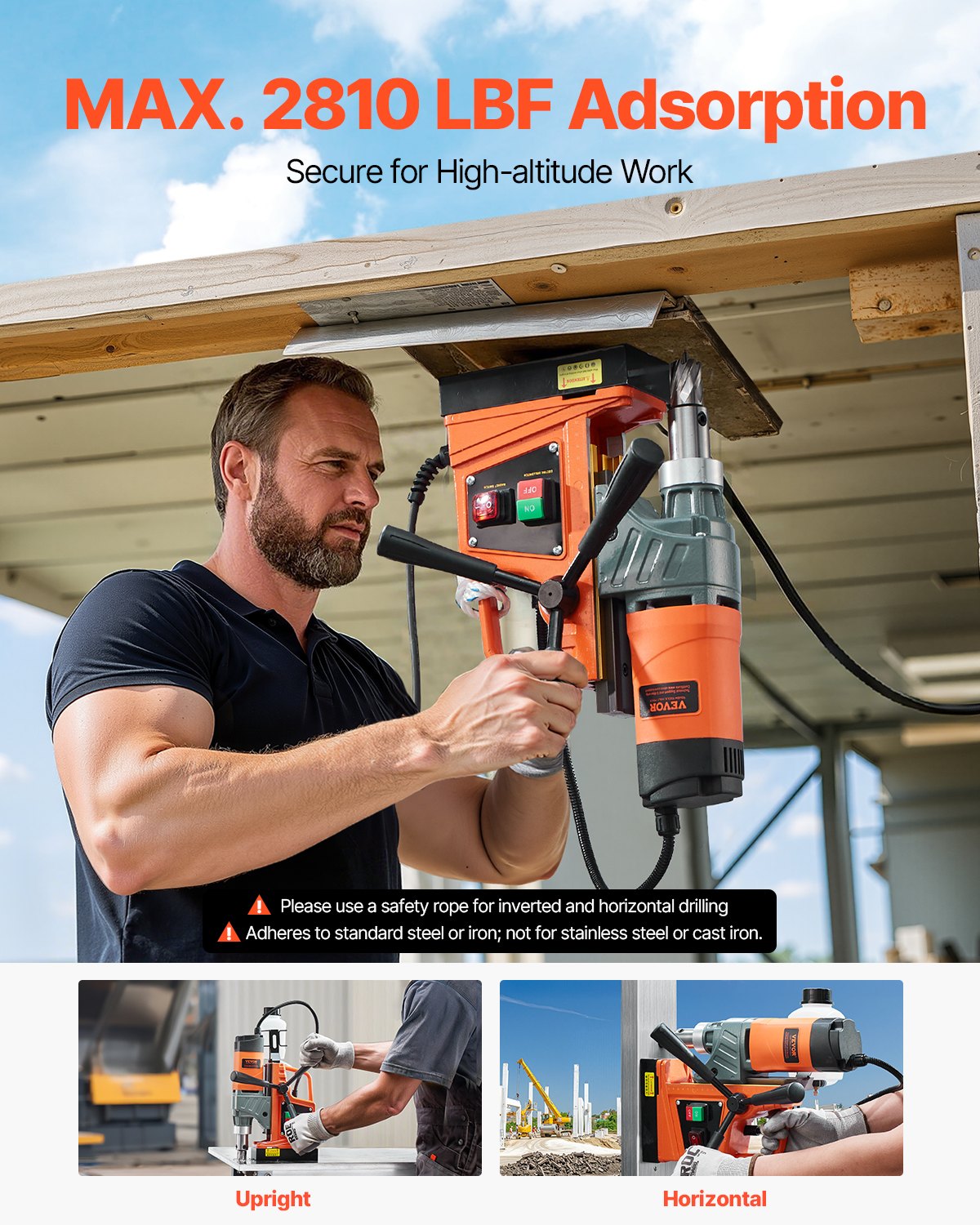 Magnetic Drill 1450W 12500N Portable Mag Drill Press 850RPM