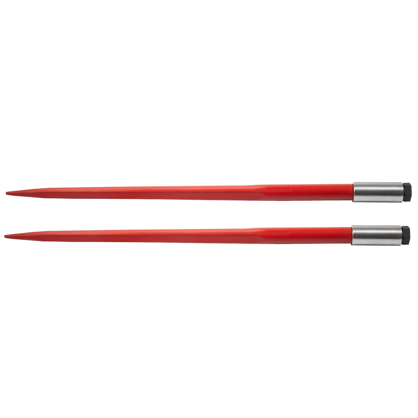 Pair Hay Spear 43" Bale Spear 3000 lbs Capacity, Bale Tip Quick Attach Square Hay Bale Spears 1 3/4", Red Coated Bale Forks, Bale Hay Tip with Hex Nut and Sleeve for Buckets Tractors Loaders