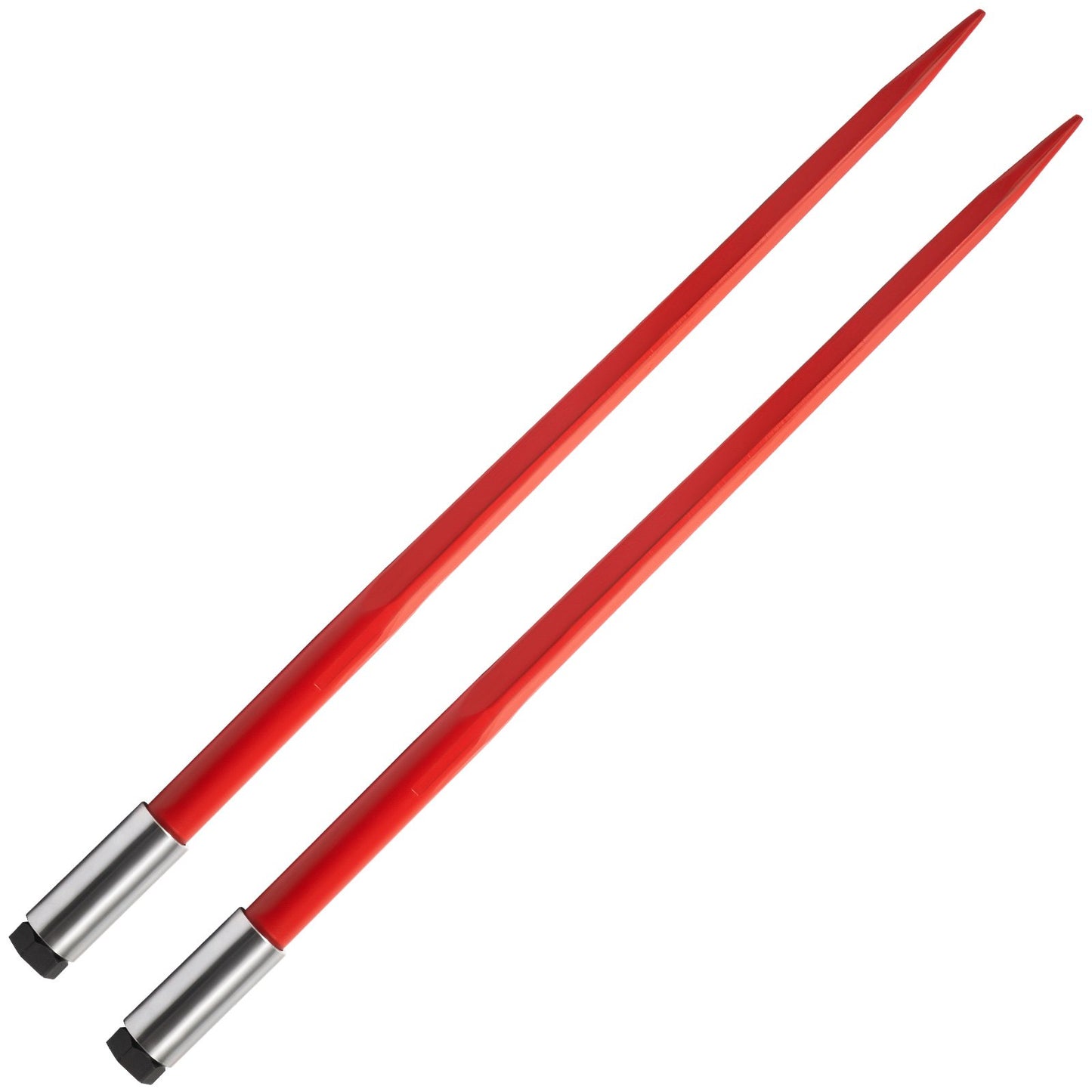 Pair Hay Spear 43" Bale Spear 3000 lbs Capacity, Bale Tip Quick Attach Square Hay Bale Spears 1 3/4", Red Coated Bale Forks, Bale Hay Tip with Hex Nut and Sleeve for Buckets Tractors Loaders