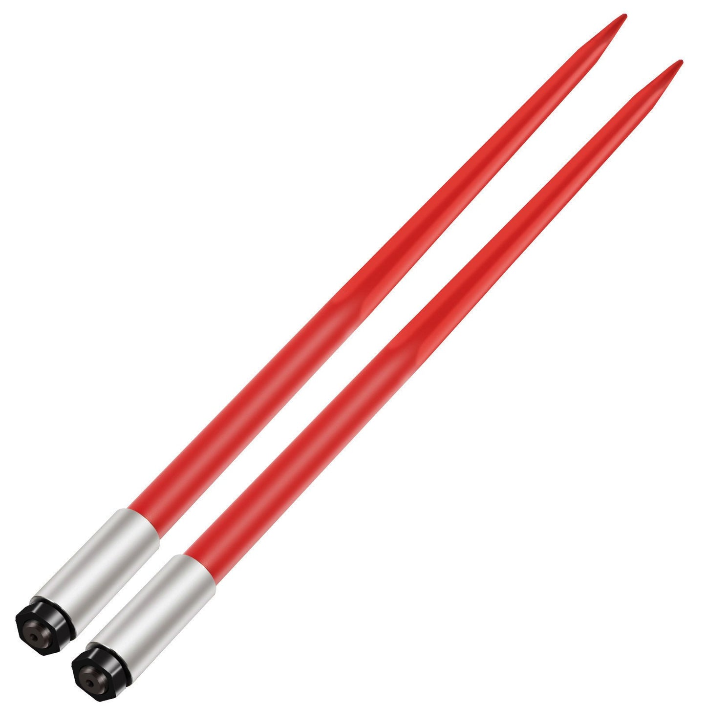 Pair Hay Spear 49" Bale Spear 3000 lbs Capacity, Bale Spear Quick Attach Square Hay Bale Spears 1 3/4", Red Coated Bale Forks, Bale Hay Spike with Hex Nut & Socket for Buckets Tractors Loaders