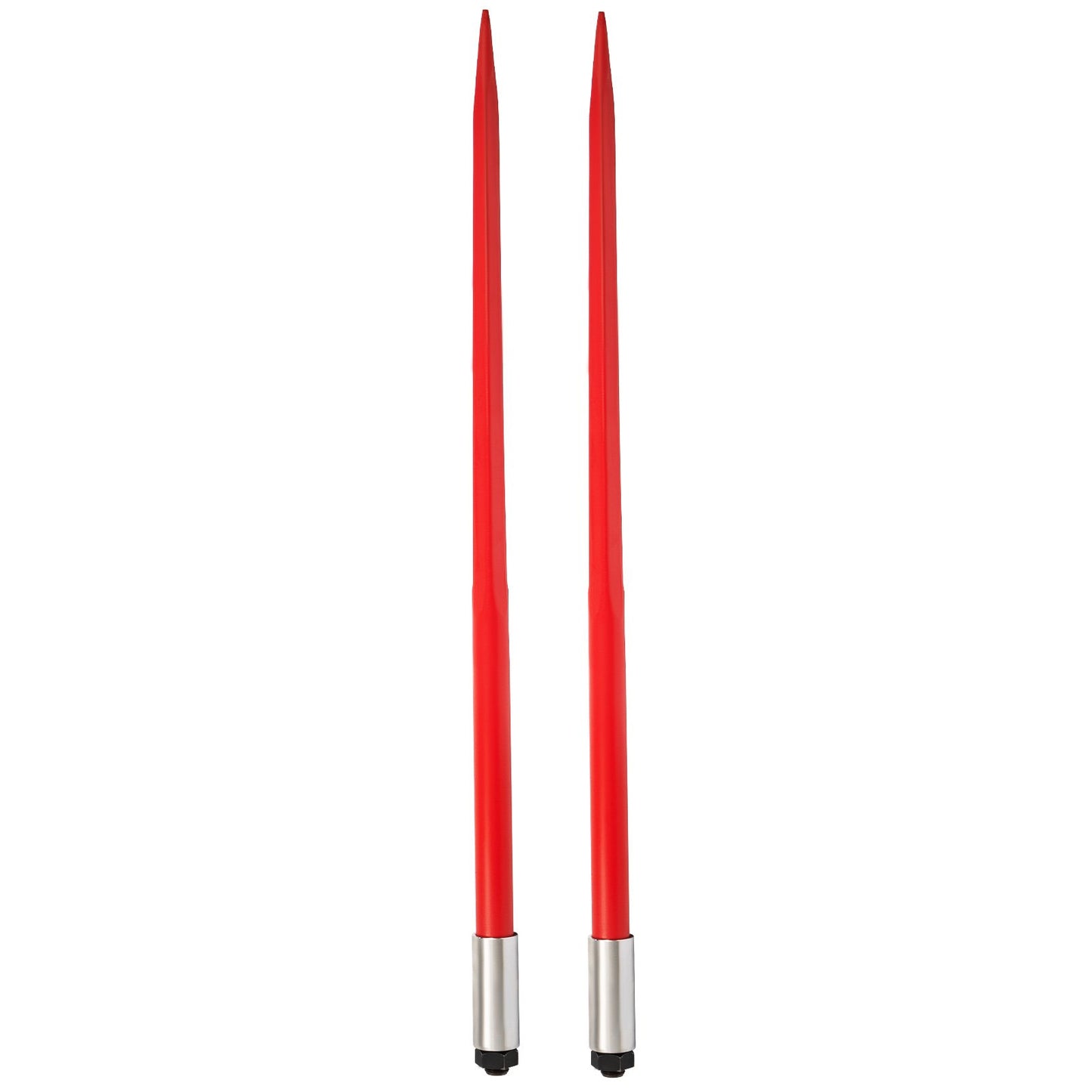 Pair Hay Spear 49" Bale Spear 3000 lbs Capacity, Bale Spear Quick Attach Square Hay Bale Spears 1 3/4", Red Coated Bale Forks, Bale Hay Spike with Hex Nut & Socket for Buckets Tractors Loaders