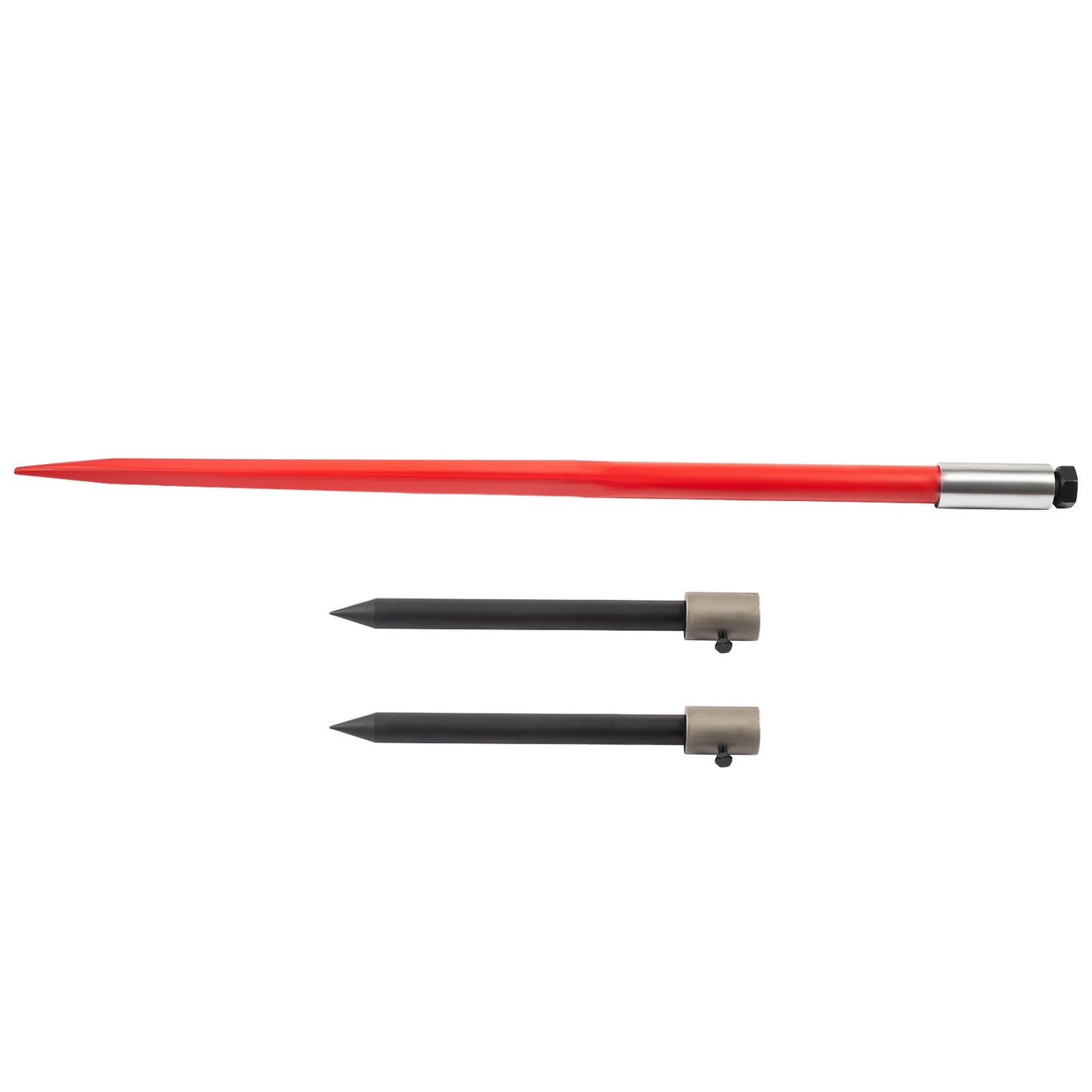 Heuspieß, 124 cm, Ballenspieß, 1366 kg Tragkraft, quadratischer Ballenspieß mit Schnellbefestigung, rot beschichtete Ballengabeln, Ballenspieß mit 2 Stabilisierungsspeeren
