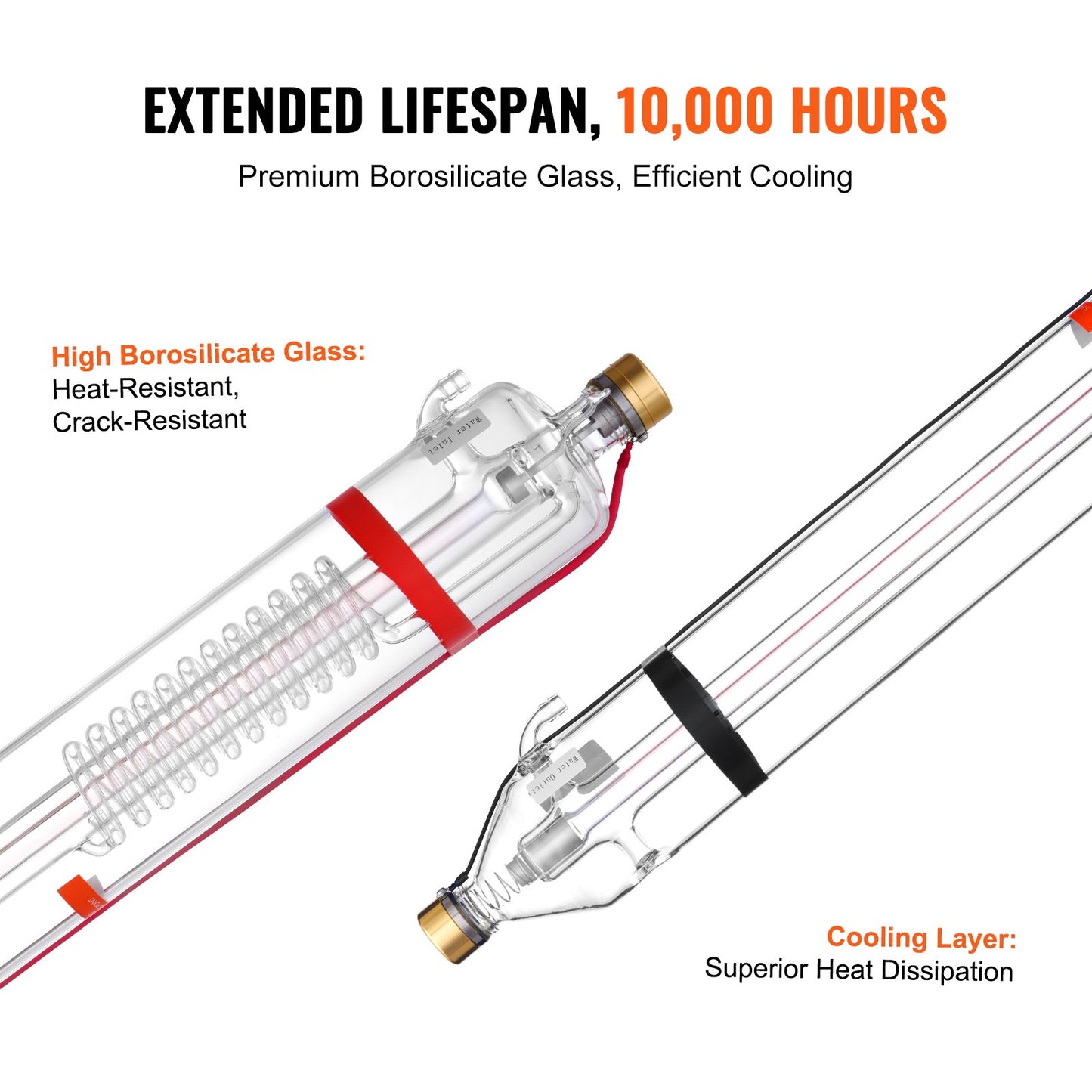 100W CO2 laserrör 57 tum / 1450 mm borosilikatglas laserskärrör