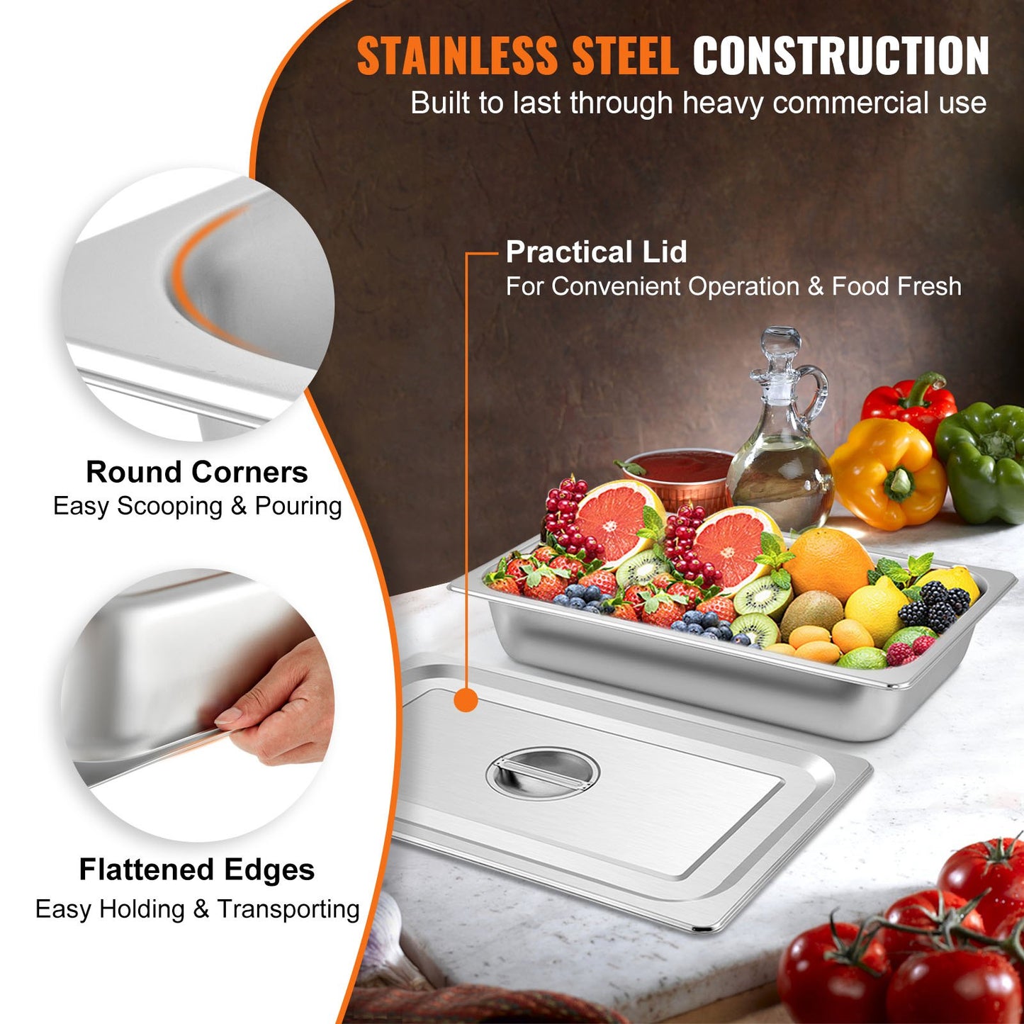 4-Pack Steamer Pans 20.9 x 12.8 x 3.9 Inch Deep Steamer Pan Full Size 13L Deep Food Container Stainless Steel Oven Tray Hotel Pans Anti-jam Steamer Food Pan