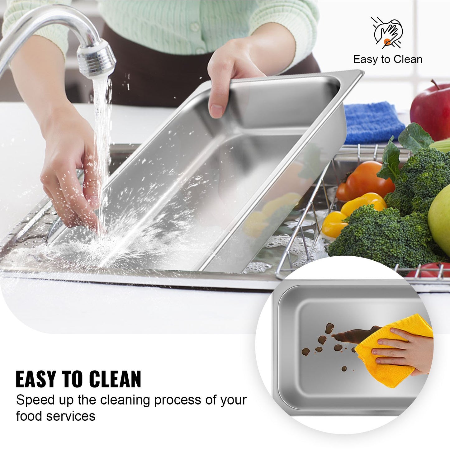 4-Pack Steamer Pans 20.9 x 12.8 x 3.9 Inch Deep Steamer Pan Full Size 13L Deep Food Container Stainless Steel Oven Tray Hotel Pans Anti-jam Steamer Food Pan