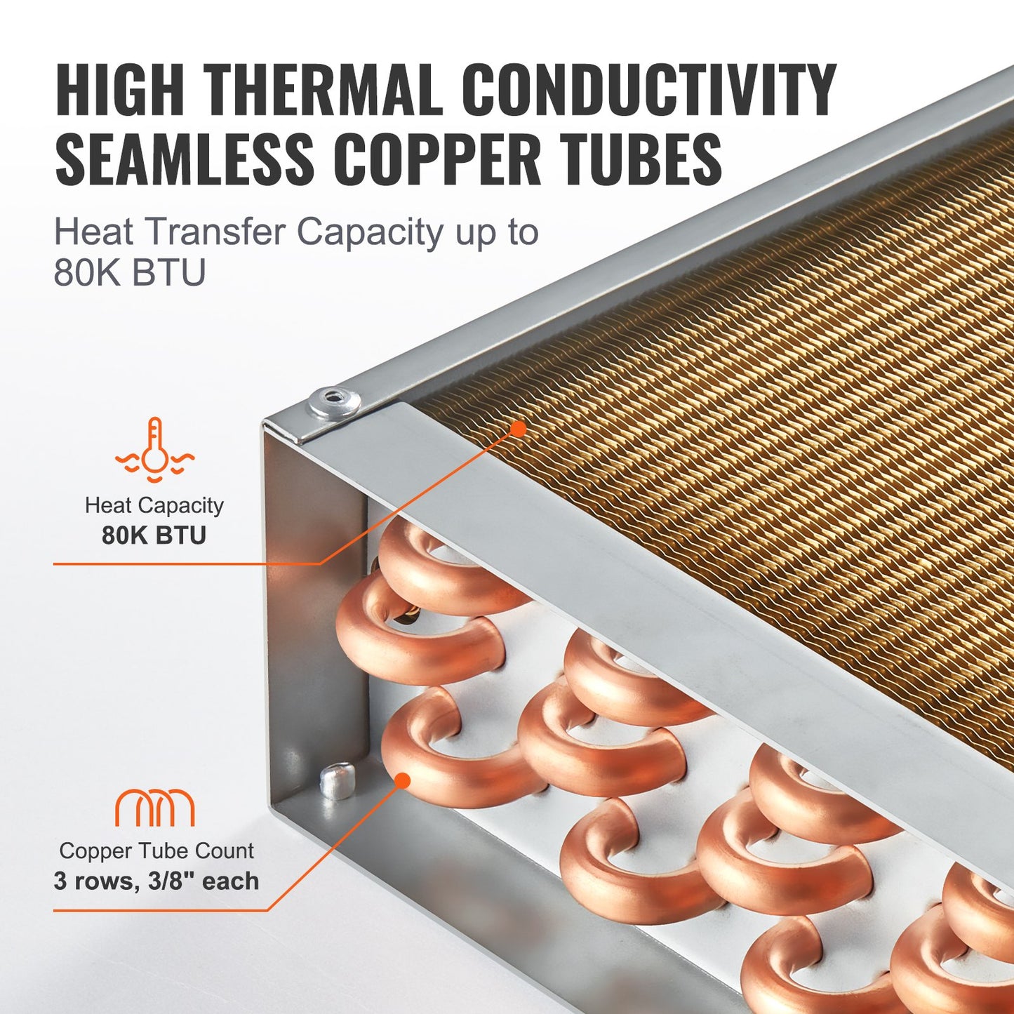 16" x 16" heat exchanger water to air 3-row 3/8" copper ports 193 fins