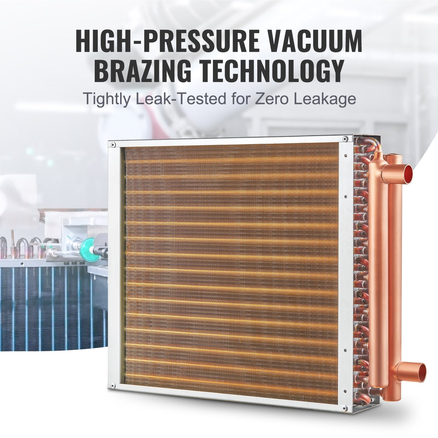 16" x 16" heat exchanger water to air 3-row 3/8" copper ports 193 fins