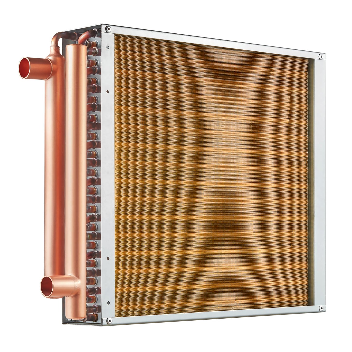 16" x 16" heat exchanger water to air 3-row 3/8" copper ports 193 fins