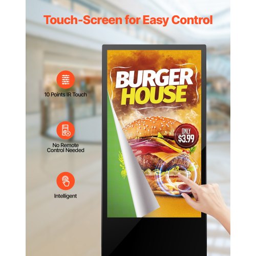 43" Digital Signage Display Pekskärm 2K UHD LCD Golvstående Kiosk | EU